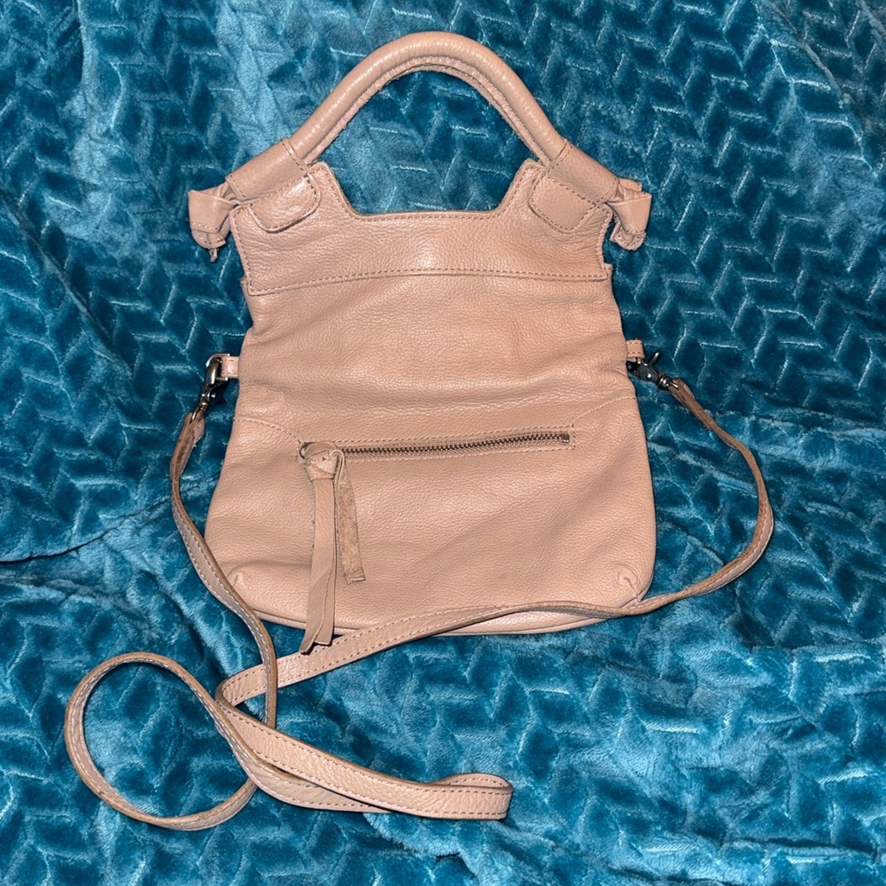 Foley + Corinna Tan Genuine Leather Foldover Zip Pocket Crossbody Small Purse - Picture 3 of 5
